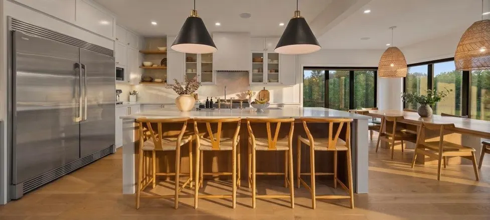 Open kitchen and living area after a clean