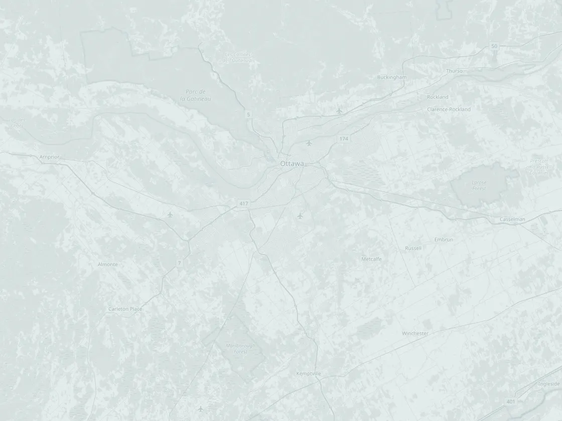 Map of the Ottawa region showing the towns we serve